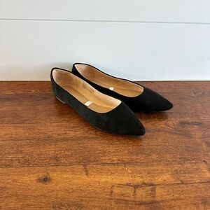 Faux suede black flats